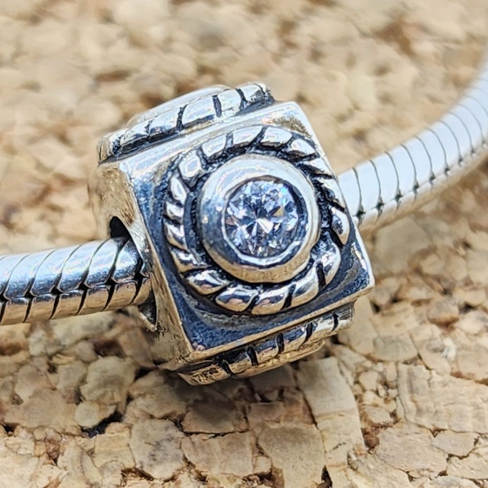 3/$30 🖤 CZ FLOWER CUBE 925 STERLING SILVER CHARM FOR PANDORA